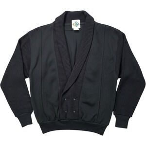 Vintage 80s/90s Snap Front Shawl Collar Cardigan Sweater Black Mens L Coda